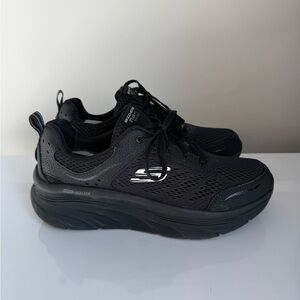 Skechers Black Mesh Lace-Up Walking Sneakers